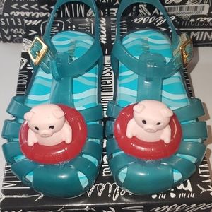 Mini Melissa EUC 8T turquoise clear with piggy